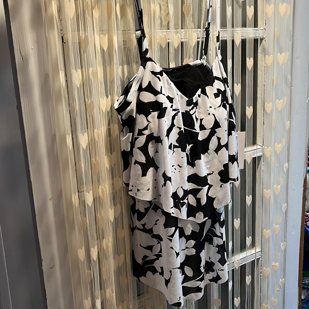 Black and white swim suit top size 14  & bottom size 18 swimsuits for all brand